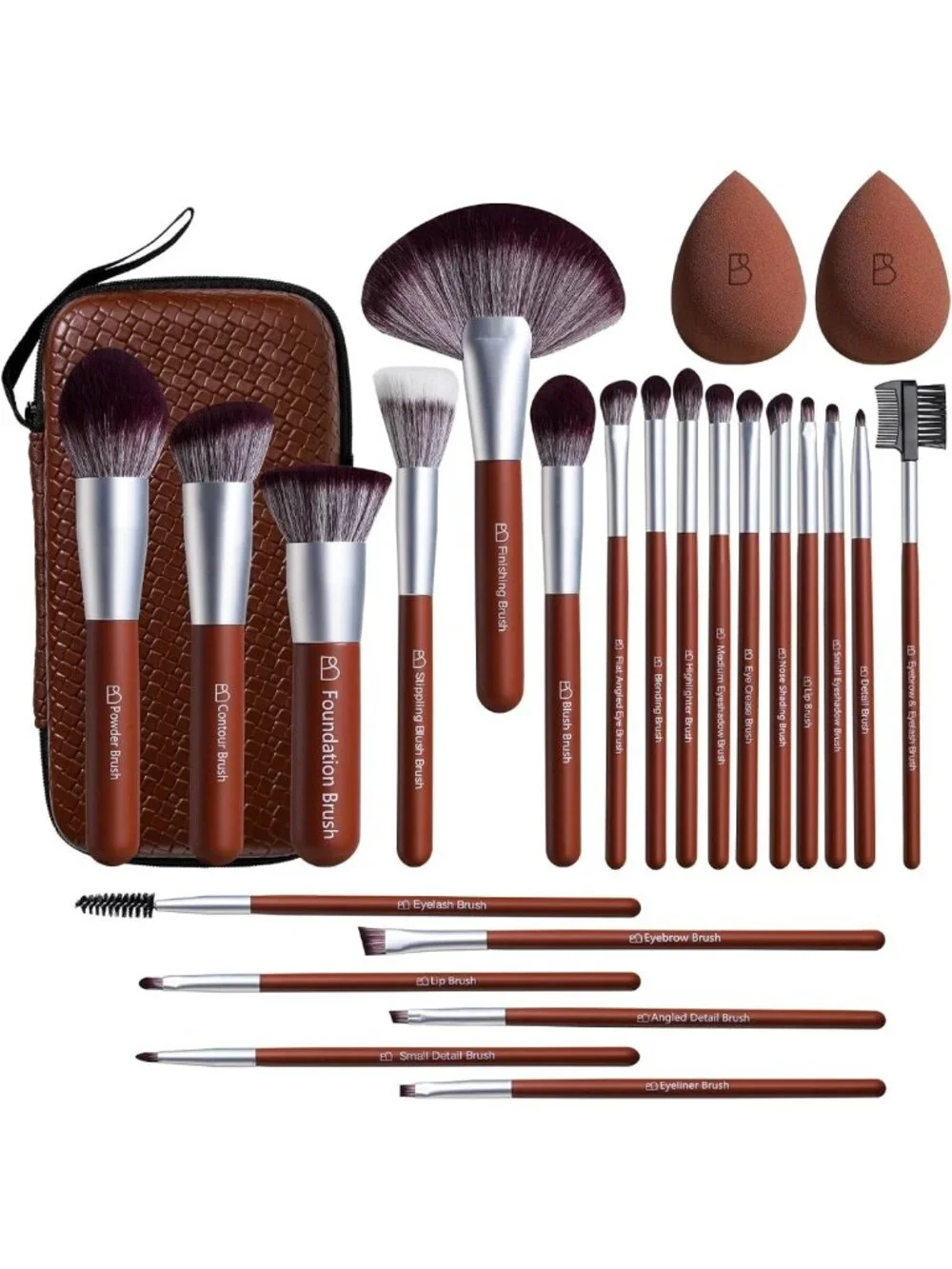 22-Piece Professional Makeup Brush Set with Sponges & Travel Case for Flawless